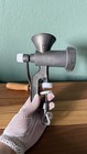 Vintage Manual Meat Grinder  5 Hand Crank Table Clamp Wood Handle Lightweight