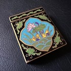 Vintage Chinese Cloisonne Brass Enamel Match Safe Lidded Pill Box Floral Birds