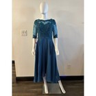 Teal Lace Chiffon High Low Formal Dress Mother Of The Bride Gown Corset Back