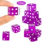 12 Pieces 19mm Casino Dice Set Acrylic Translucent 6 Sided Game Dices Square    