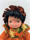 1970s Crochet Doll Fall Harvest Orange Green Gold Dark Hair Freckles 12    Vintage