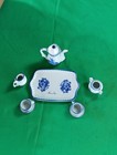 Vintage Delft Blauw Miniature Tea Set   Hand-painted Porcelain Collectible