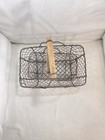 Vtg Set 2 Rustic Wire Egg Baskets Turned Wood Handle Farmhouse Decor