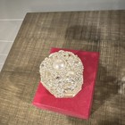 Ornate Octagonal Rhinestone   Faux Pearl Hinged Trinket Box W  Red Gift Box