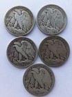 Lot Of 5   siiver   Walking Liberty  Half Doilars 90 