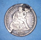 Engraved 1876 Seated Dime Love Token With Ornate Engraved Reverse -  11739065     