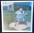 Vintage Photo Baby Girl Child 1960 Walker Cute Happy Picture Original Color Lotx