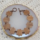 Vintage Copper Enamel Floral Bracelet Mid Century Mcm Flower Panel Link 6 5