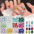 Colorful Nail Art Rhinestones 3d Rectangle Shape Crystal Flatback Style-19