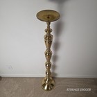 Vintage Large Brass Pedestal Pillar Folding Floor Altar Candle Holder 56  Tall