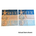 New Set 2 Nautical Beach House Seashell Starfish Pillow Covers 18x18 Blue Beige