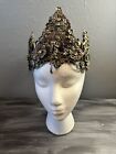 Antique Indonesia Metal Bridal Crown Tiara Headdress Adjustable With Rhinestones
