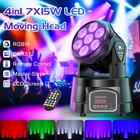 7x15w Rgbw Led Moving Head Beam Zoom Spot Wash Washer Dmx Stage Light Dj Disco