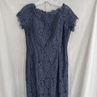 Adrianna Papell Formal Gown Navy Lace Overlay Wedding Guest Dress Size 14