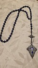 Vintage Bavarian Filigree Rosary Enamel Crucifix 19th Century Catholic Religious