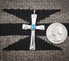 Vintage Navajo Sterling Silver Turquoise Cross Pendant