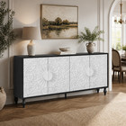 Vintage White Large Faceted Carved And Spliced Doors Combined With Black Frames