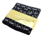New Michael Kors Charcoal Diamond Mk Metallic Logo 2 Pc Hat   Scarf Set Msrp  98