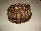 Vintage Small Oval Wicker Rattan   Jute Decorative Basket Flowers greens gifts