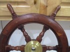 24  Ship Wheel Hand Made Teak Wood Brass Center