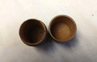 Antique Round Wooden Sewing Machine Needle Case With Decorative Paper Designs