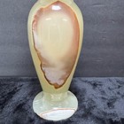 Vtg Onyx Stone Vase Hand Carved Marble Ivory Color Decorative
