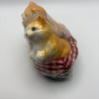 Vintage Cat Salt And Pepper Shakers In Wicker Basket Orange Tabby Kittens Set