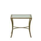 Vintage Style Glass Top End Table Rectangle Metal Frame Antique Gold 24x24x14