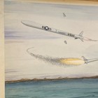 Vtg Framed Watercolor Usaf Variable Mode Fuel Ramjet Rocket By Arc Military