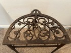 Antique Cast Iron Fireplace Kettle Pot Double Trivet Stand Victorian Rivet Legs