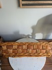 Vintage Rustic Wicker Basket Wood Handles Boho Farmhouse Storage Decor