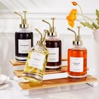 Coffee Syrup Dispenser Glass Bottle Pump Set Of 4 Gold With Labels Coffee Bar