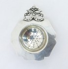 Vintage Or Antique  900 Silver Tea Stainer With Drip Tray  undetermined Maker 