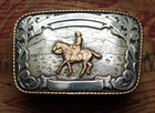 Vtg Irvine Jachens Sterling Silver Horse Rodeo Cowboy Western Belt Buckle
