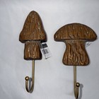Lot Of 3 Wood Mushroom Wall Hooks Coat Hook Bathroom Towel Door Hanger Accent