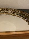 Vintage Oval Gold Tone Filigree Mirrored Vanity Tray Mirror 13 X 10    Flaw