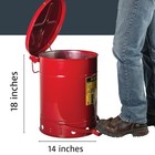 Justrite 10 Gallon Galvanized Steel Oily Waste Can With Foot Operated Lid