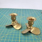 Read Brass Gold Nautical Ship Boat Propeller Candlestick Candle Holder Lot Of 4