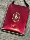 Antique 1930s Mondaine Compact Art Deco Rouge Lipstick Powder Purse Red Enamel