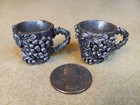 Vintage Pewter Grapes Mini Tea Set Mirror Creamer Teacups