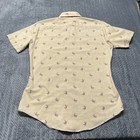 Sears Men   s Vintage Bird Print Button Up Shirt Medium Yellow Short Sleeve 70s