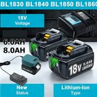 2pack Bl1860b For Makita 18 Volt 8 0ah Lxt Li-ion Battery Bl1830b Bl1850 charger