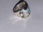Sterling Silver Native American Signed Inlaid Galaxy Village Band 5 5