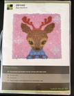 Christmas Reindeer Latch Hook Kit 17 x17  Diy Vintage Deer Needlepoint Art Pink