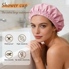 Satin Lined Shower Cap For Women  Reusable Waterproof Hair Cap  Large Washable