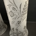 Antique 2 Victorian Glass Hurricane Shade Lamp Globe Etched Frosted 1 5    Fitter