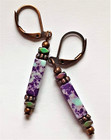 Imperial Jasper Purple Rainbow Crystal Earring Copper Leverback Handcrafted Xge