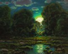 Max Cole Oil Painting Original Landscape Florida Highwaymen Style Moon Marsh 722