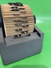 Rolodex Slate Gray Tabletop Roll Model 1753 Metal Housing Slide Open W cards