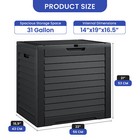 31 Gallon Outdoor Storage Box Organizer Safe Space Bench Waterproof Black Seat